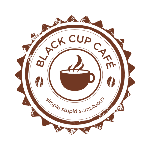 Black Cup Café logo on cream