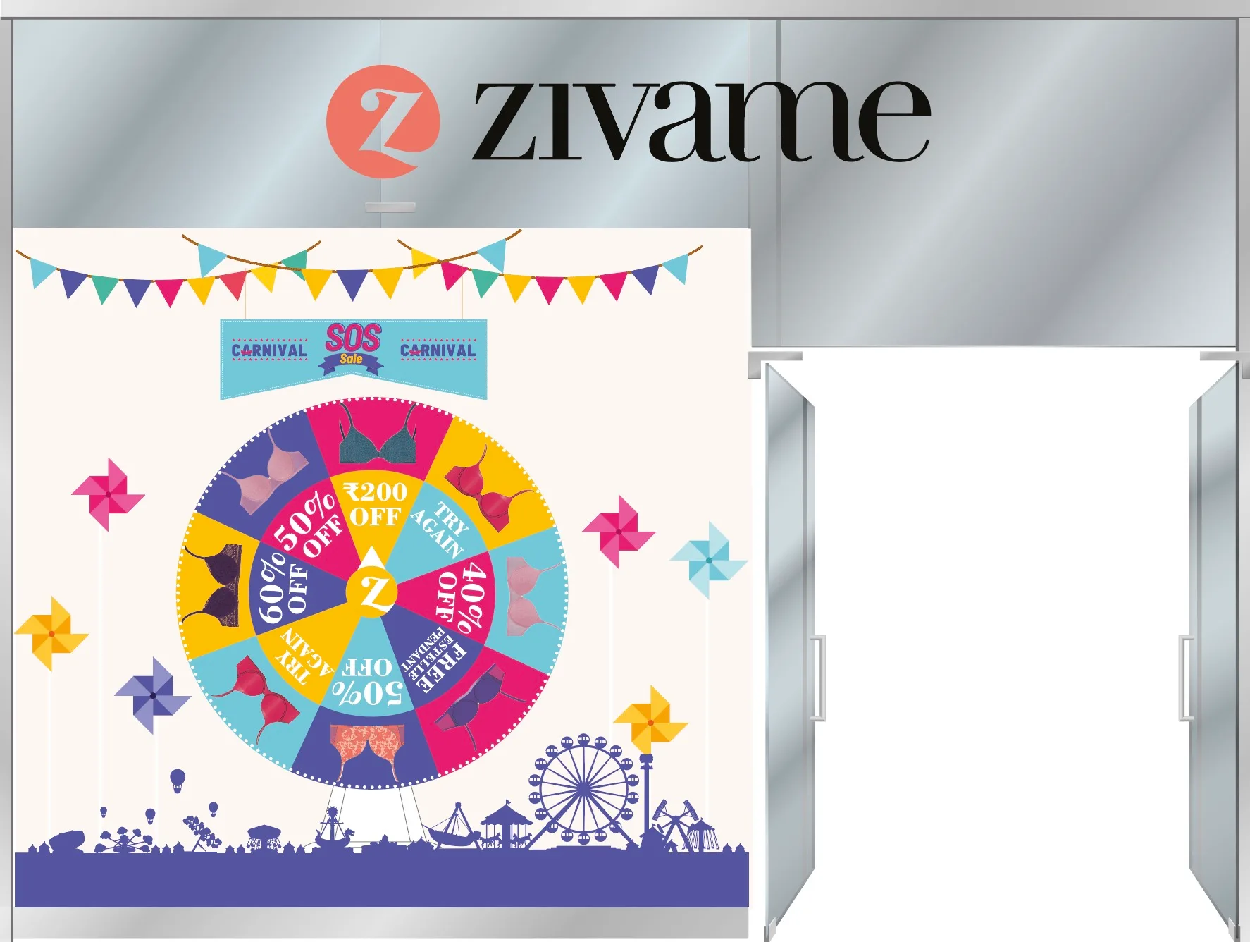 Sale of Fortune carnival sale window display for Zivame, view 14