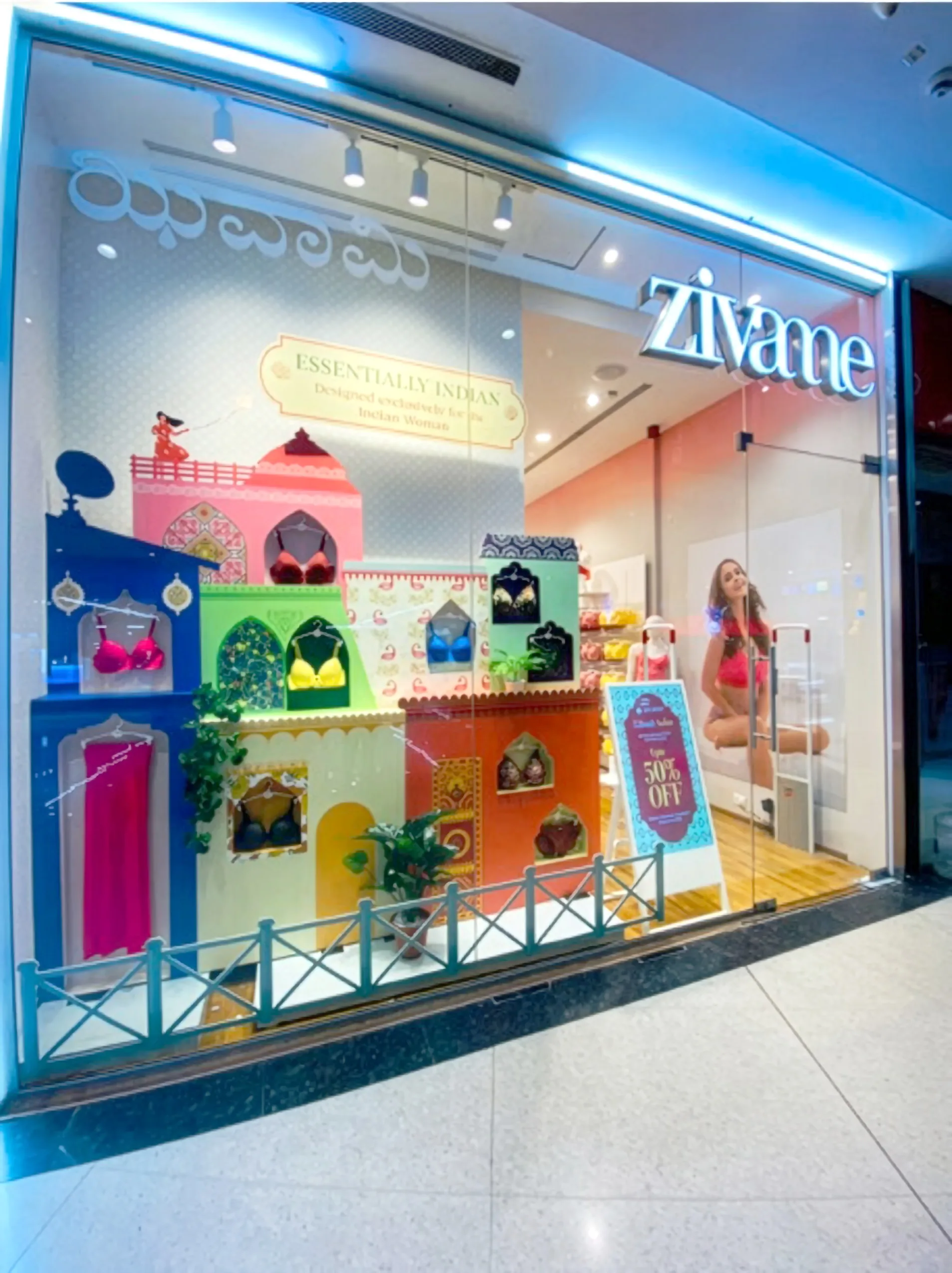 Essentially Indian summer campaign window display for Zivame, view 9
