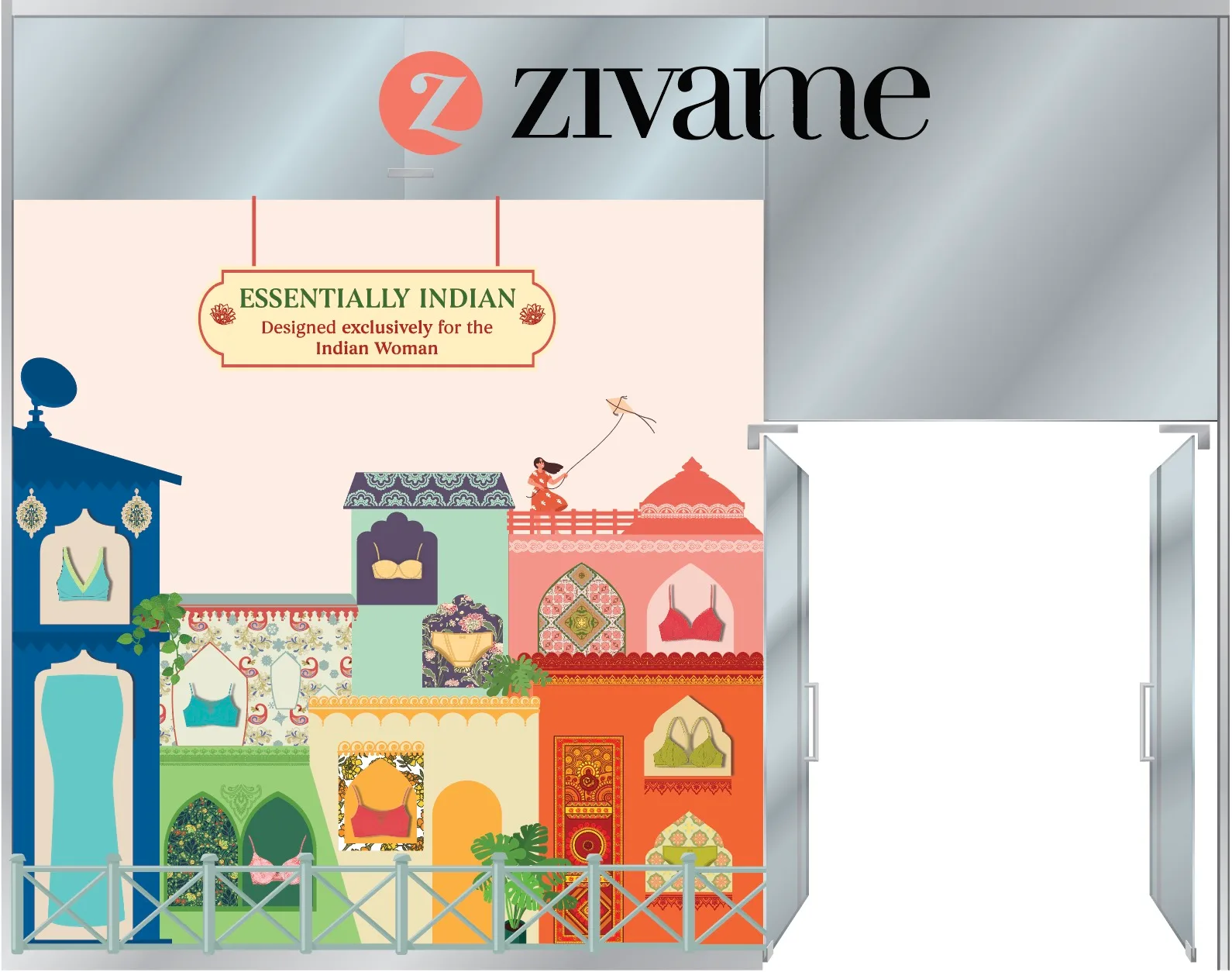 Essentially Indian window display for Zivame, base layer