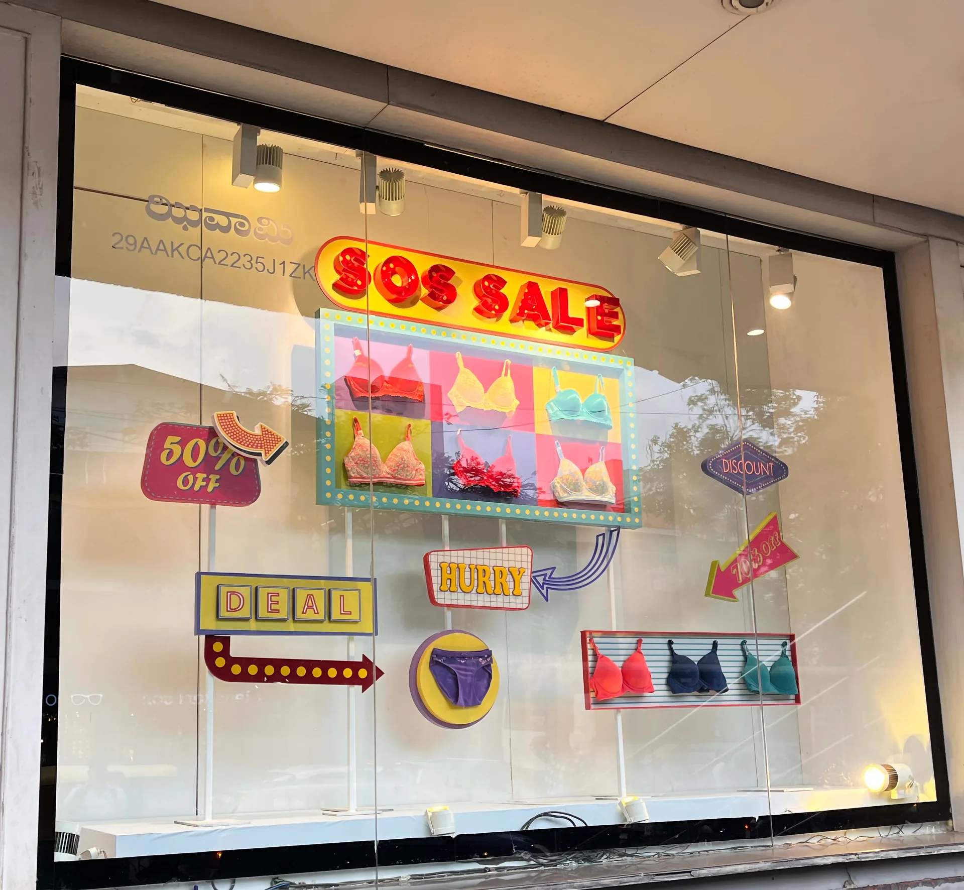 Vintage Neon Sale send-off sale window for Zivame, view 3
